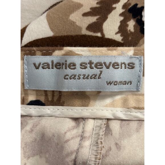 Valerie Stevens BOHO Casual Lightweight Floral Brown Cropped Travel Pants 16W - Picture 3 of 9